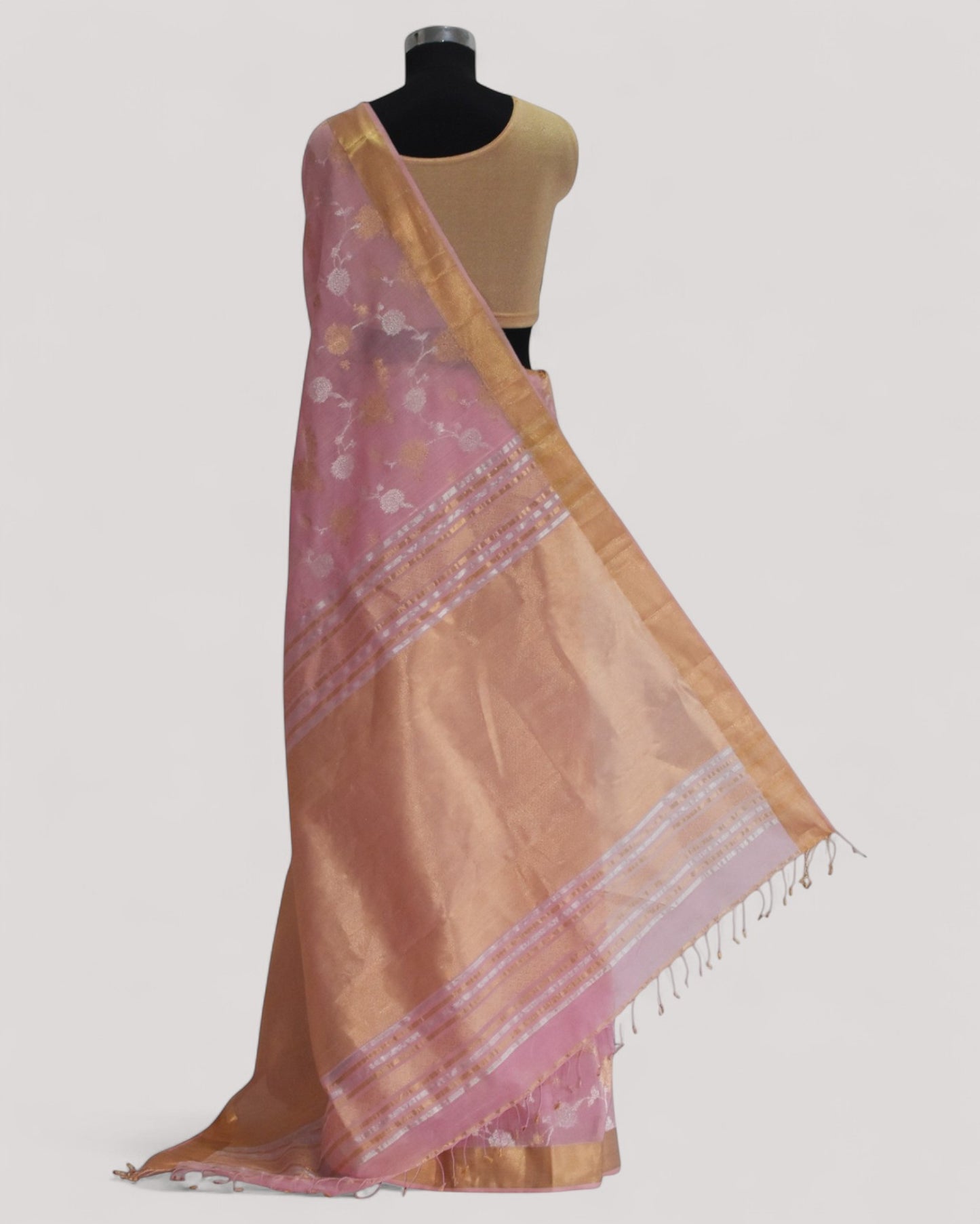 Baby pink - Gilded Grove Organic Cotton Saree