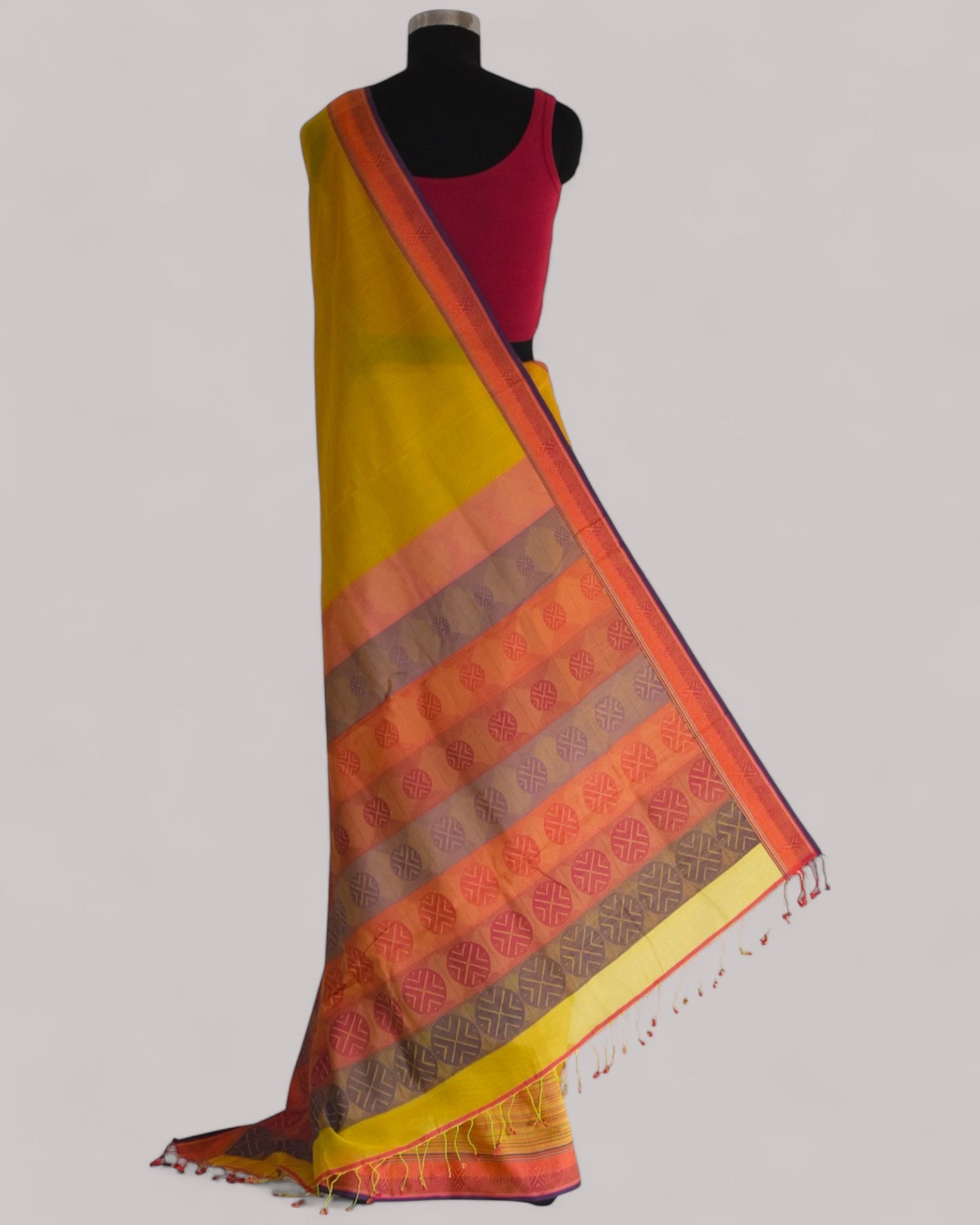 Yellow - Whispering Circles Organic Cotton Saree