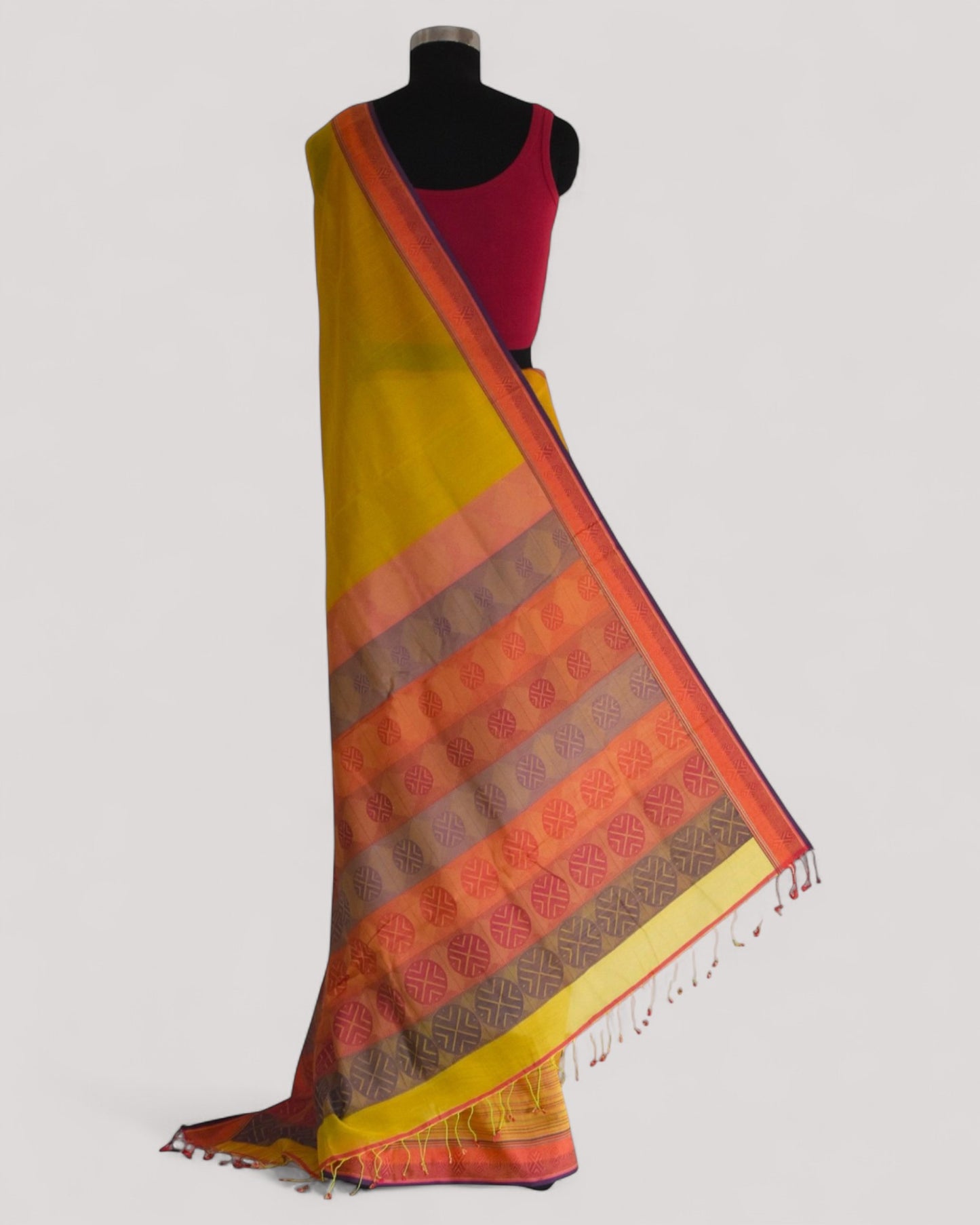 Yellow - Whispering Circles Organic Cotton Saree