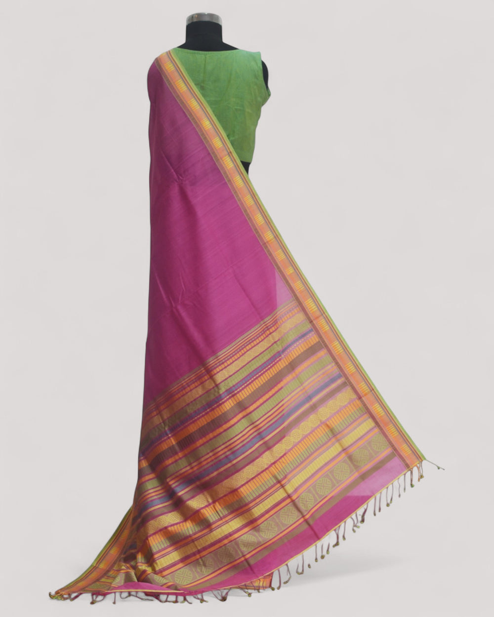 Pink - Sticks and Swirls Organic Cotton Saree