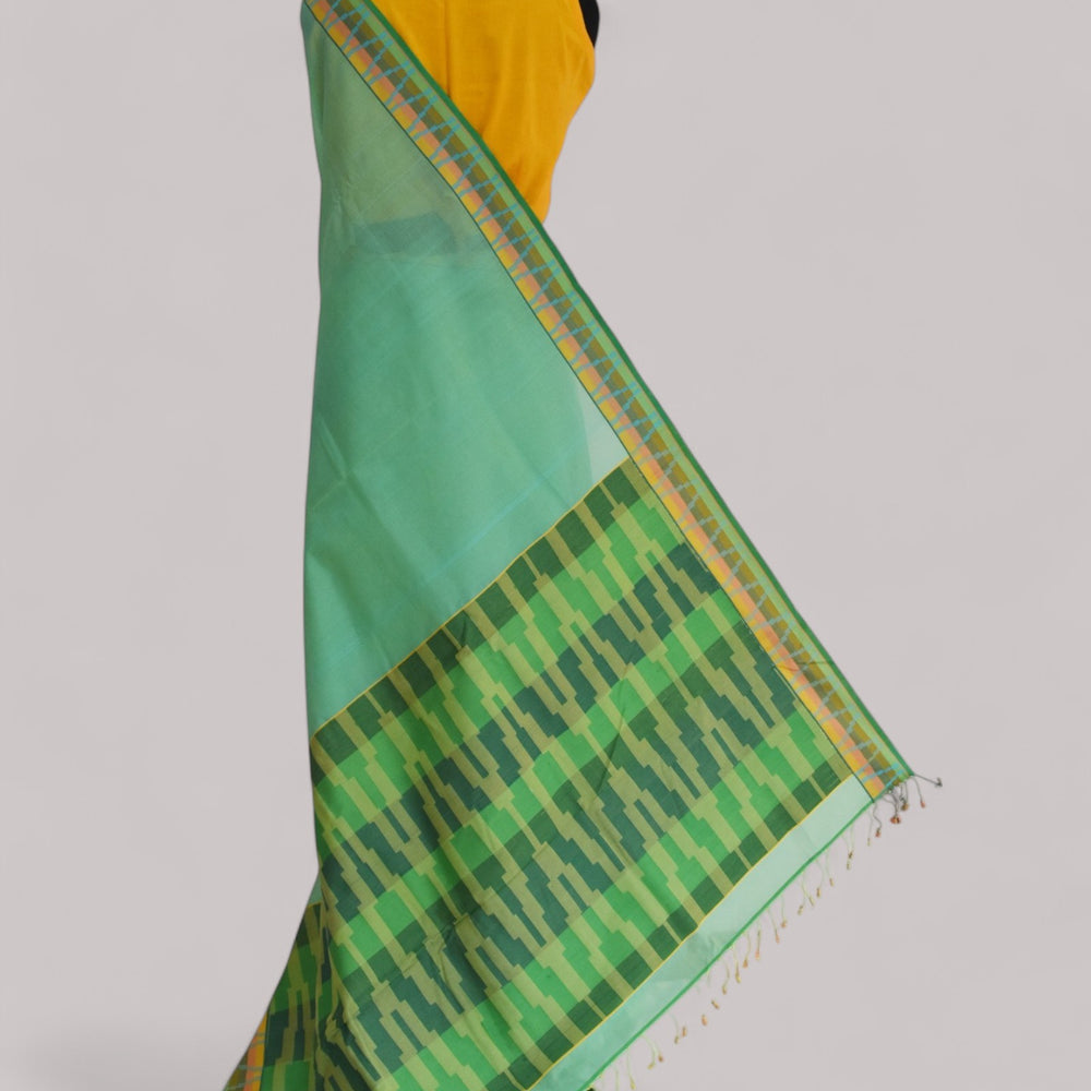 
                      
                        Sea Blue - Gopuram Motif Organic Cotton Saree
                      
                    