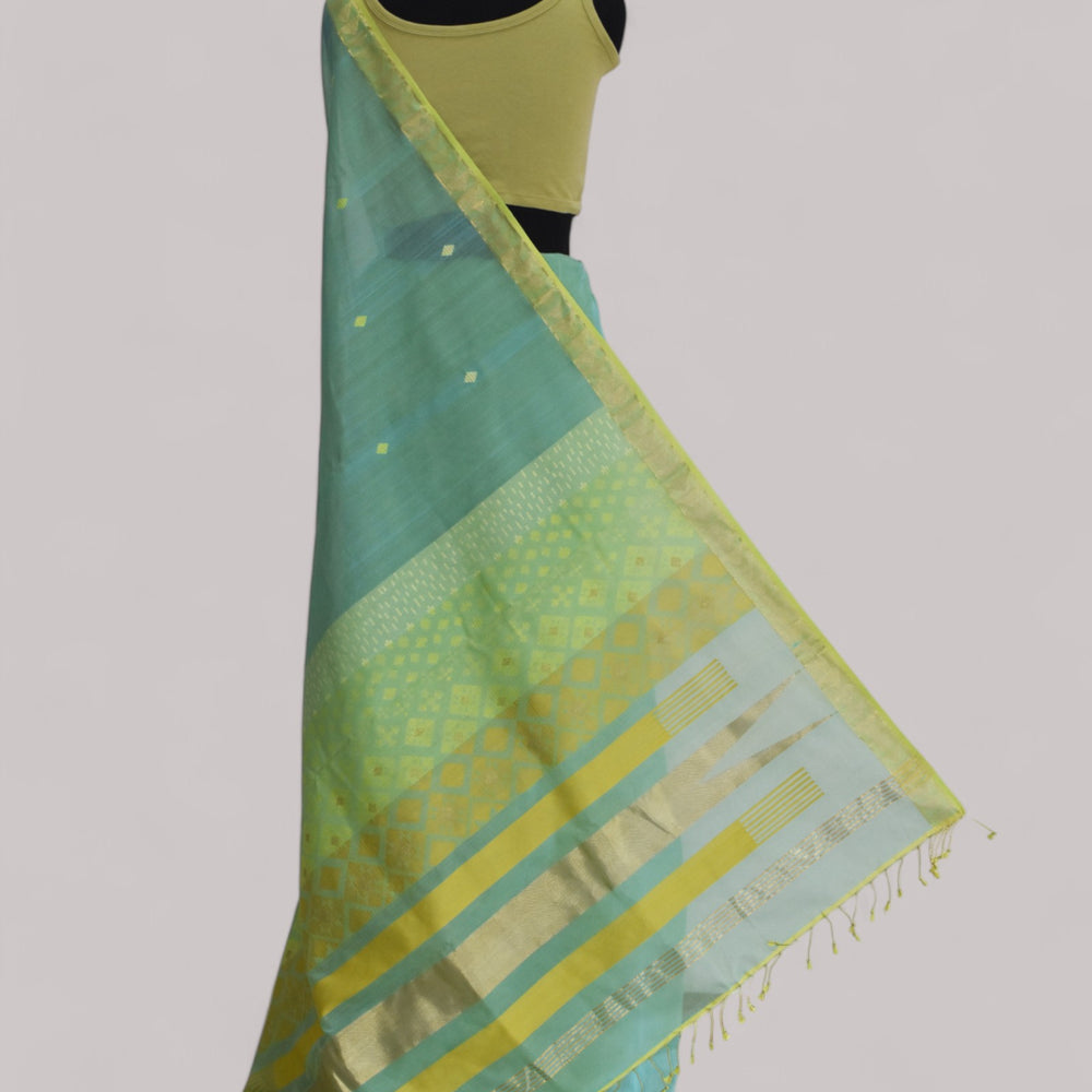 
                      
                        Sea Blue - Kites Motif Organic Cotton Saree
                      
                    