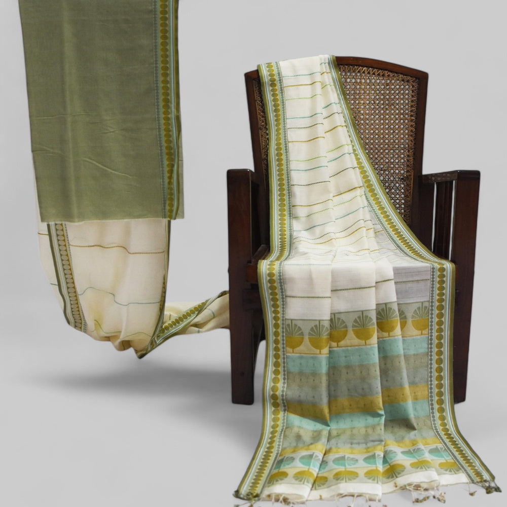 
                      
                        White - Spherical Grace Organic Cotton Saree
                      
                    