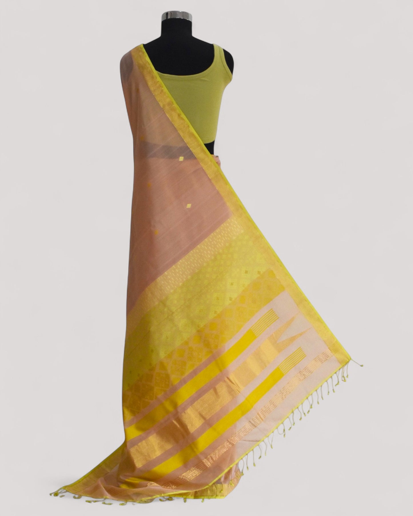 Beige - Kites Motif Organic Cotton Saree