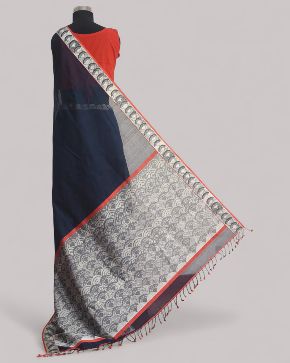 Indigo - Arch Motif Organic Cotton Saree