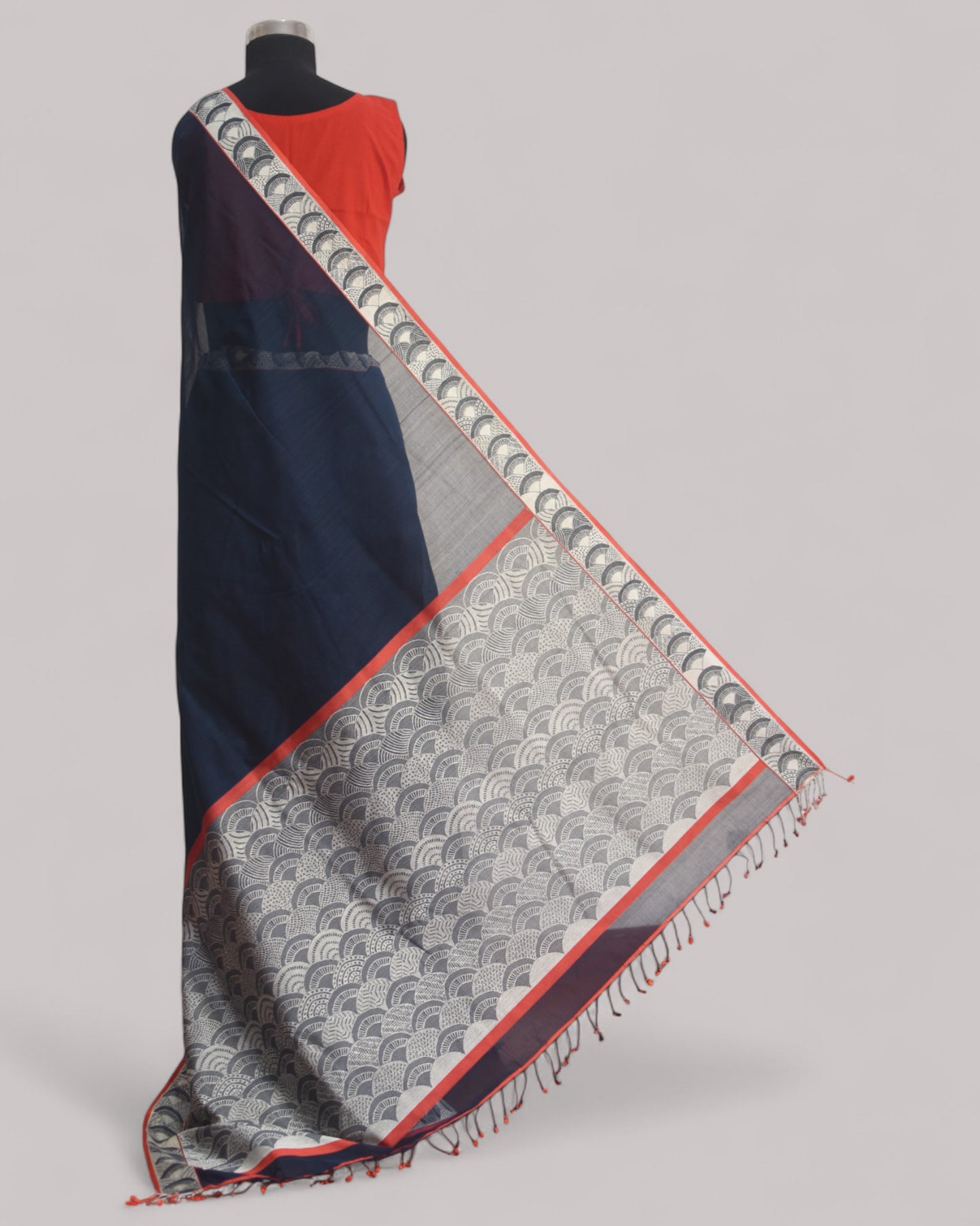 Indigo - Arch Motif Organic Cotton Saree