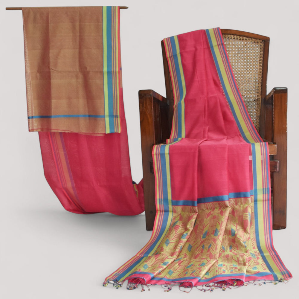 Pink - Athangudi Organic Cotton Saree