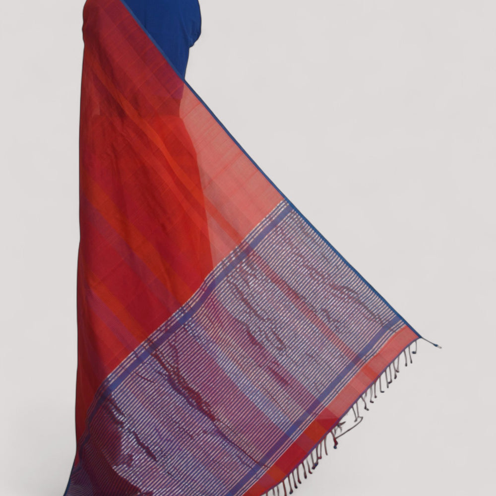 Red - Stitch Texture Organic Cotton Saree