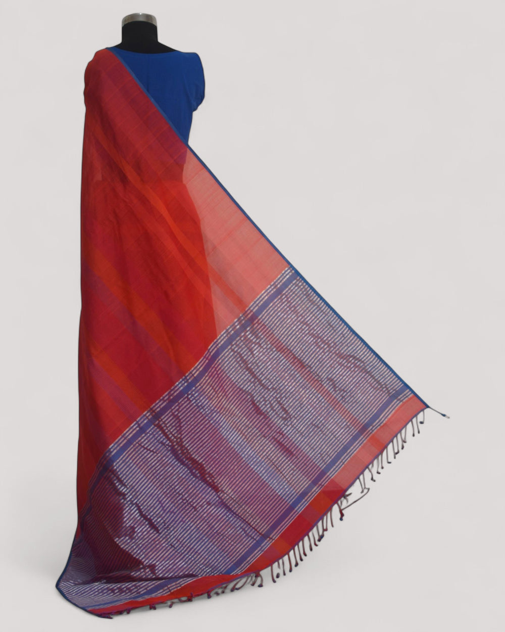 Red - Stitch Texture Organic Cotton Saree