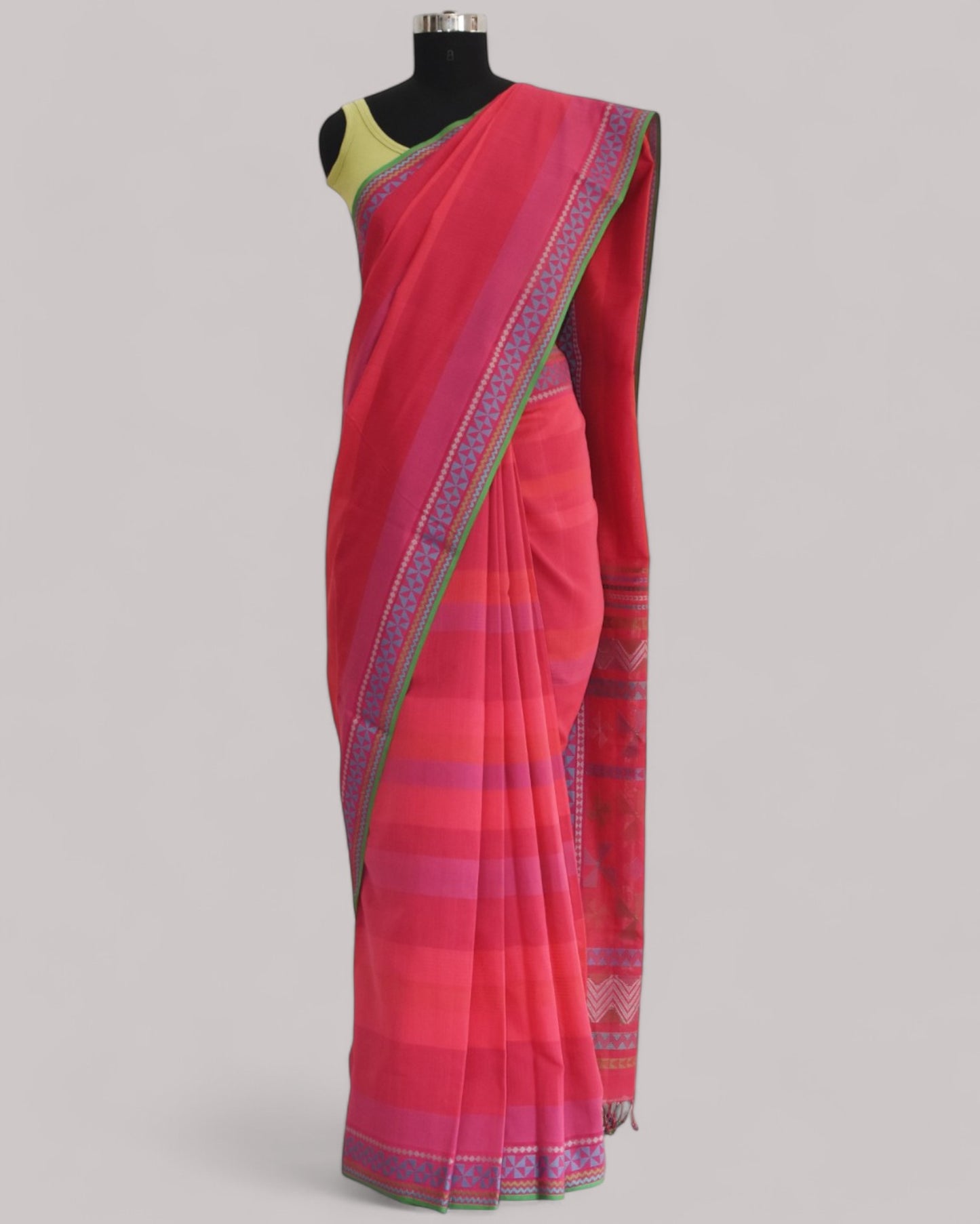 Pink - Siddhiralli Quilt Organic Cotton Saree