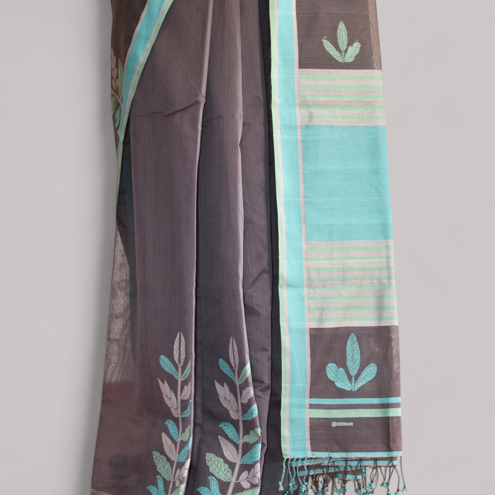 
                      
                        Charcoal Grey - Leaf Motif Organic Cotton Saree
                      
                    