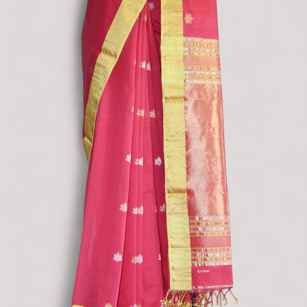 
                      
                        Pink - Lotus butta Organic Cotton Saree
                      
                    