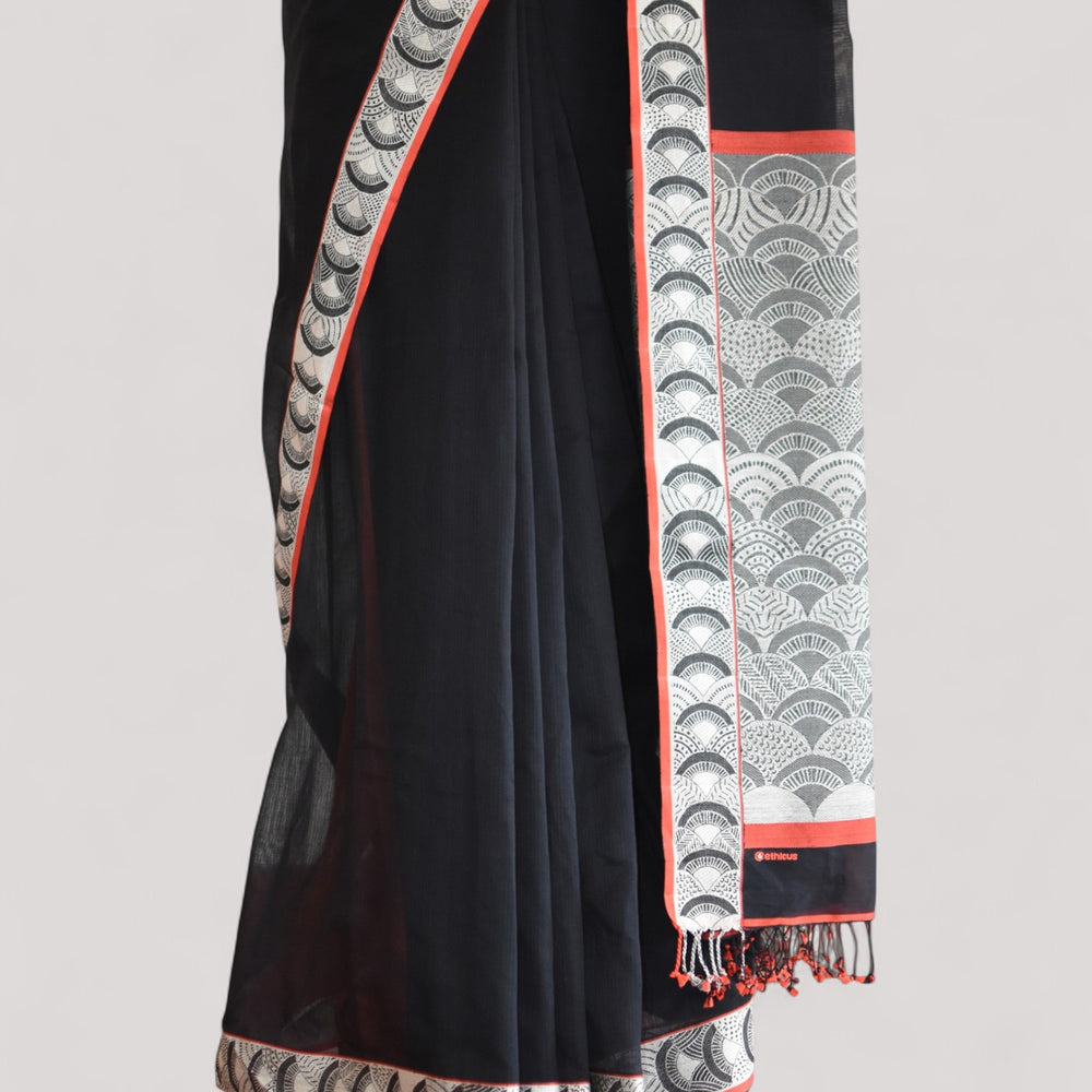 
                      
                        Black - Arch Motif Organic Cotton Saree
                      
                    