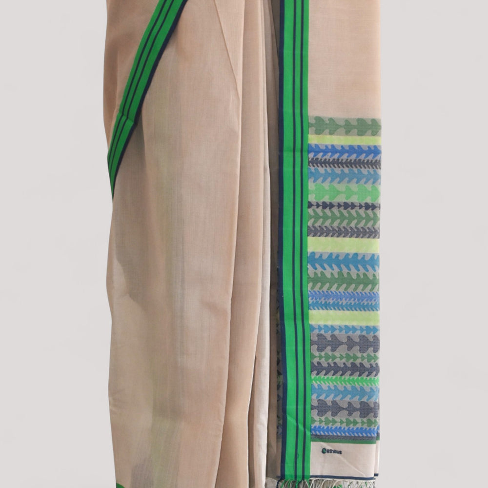 
                      
                        Beige - Tulip Motif Organic Cotton Saree
                      
                    