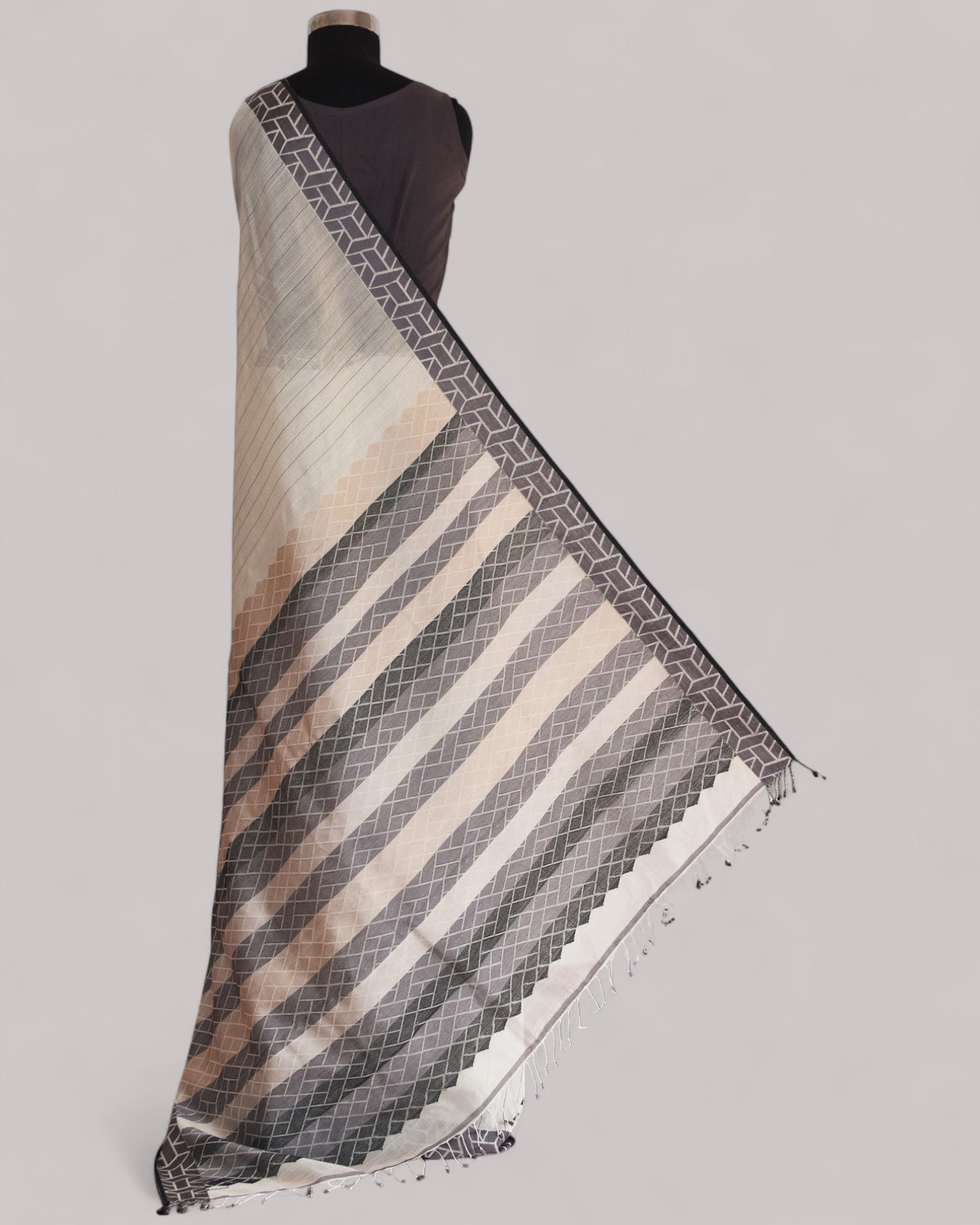 White - Rectangle Motif  Organic Cotton Saree