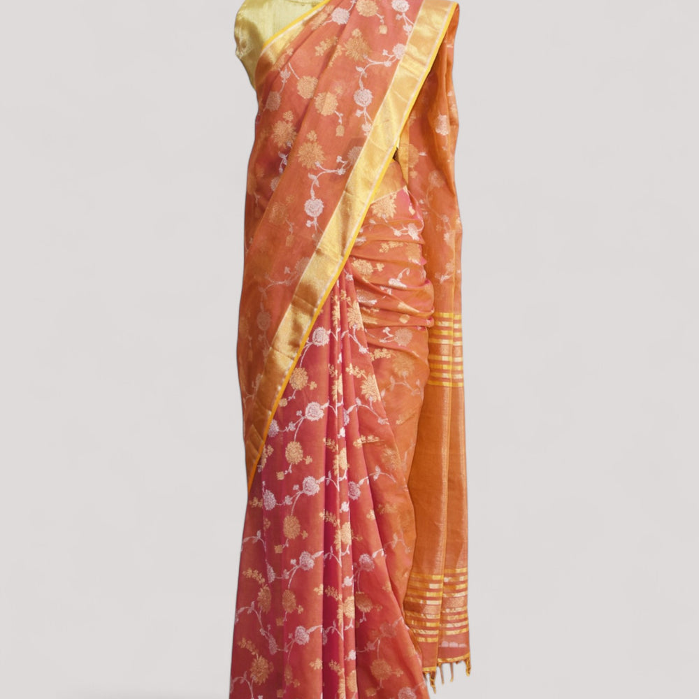 Pink - Gilded Grove Organic Cotton Saree