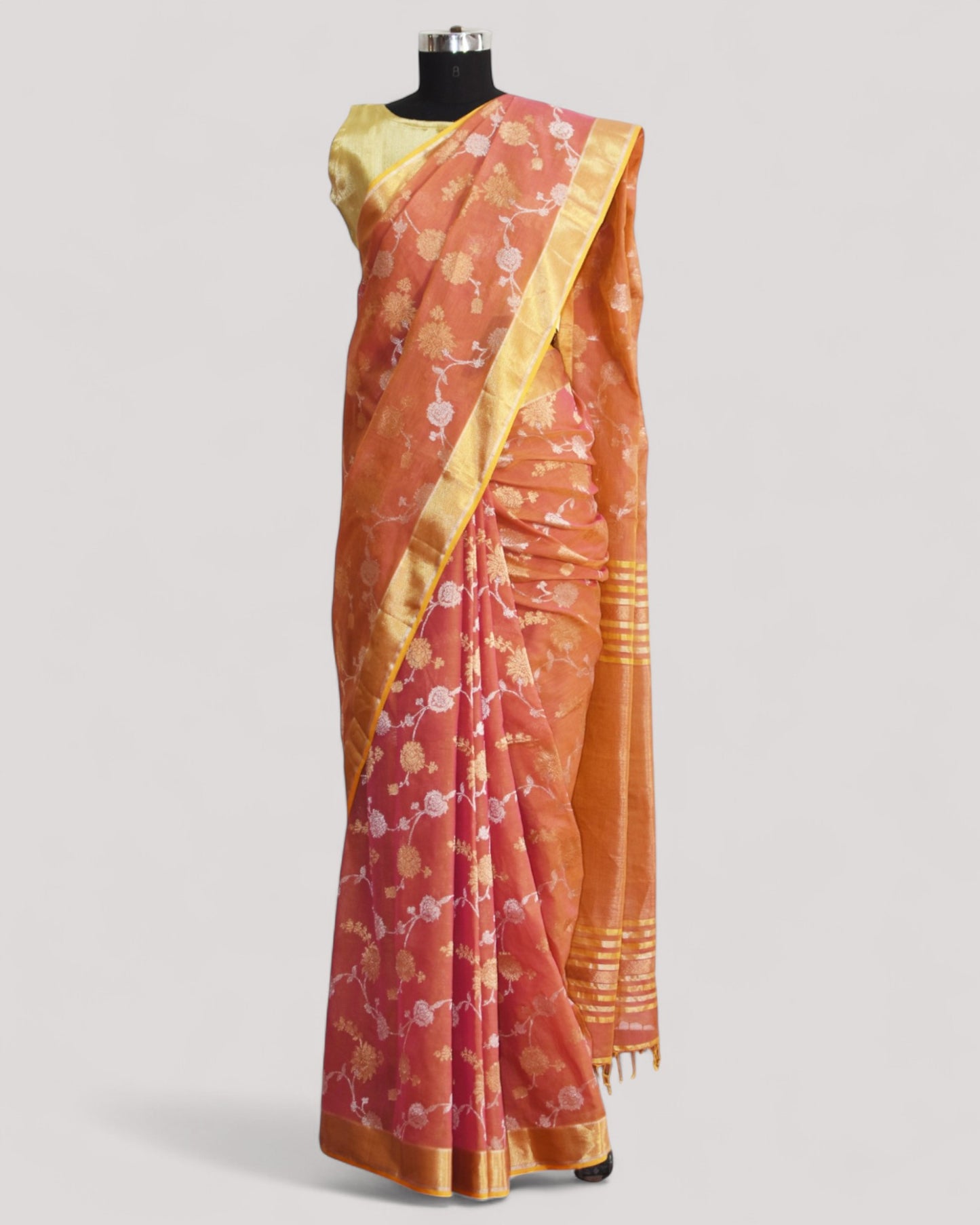 Pink - Gilded Grove Organic Cotton Saree