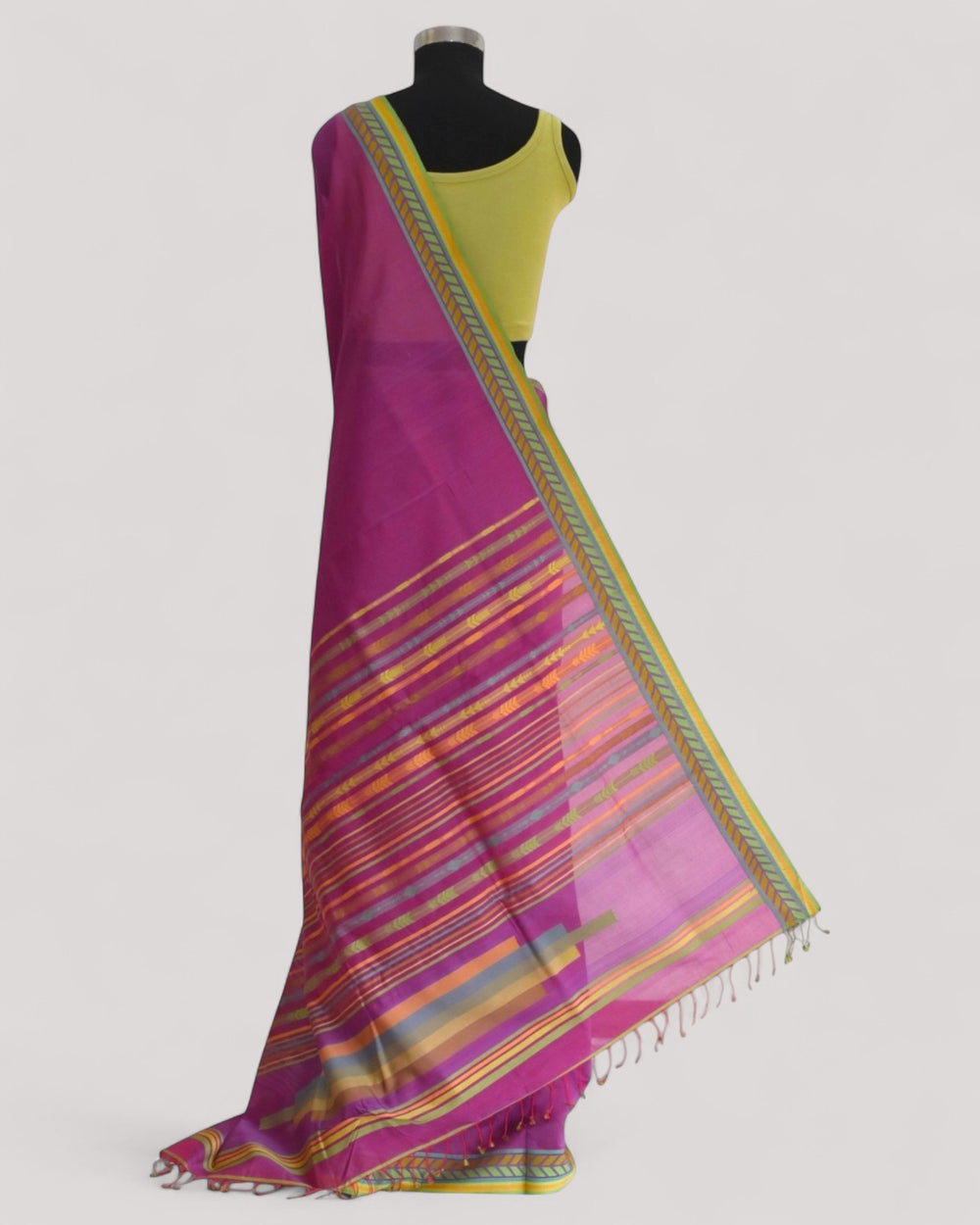 Pinkish Purple - Arrowed Opulence Organic Cotton Saree