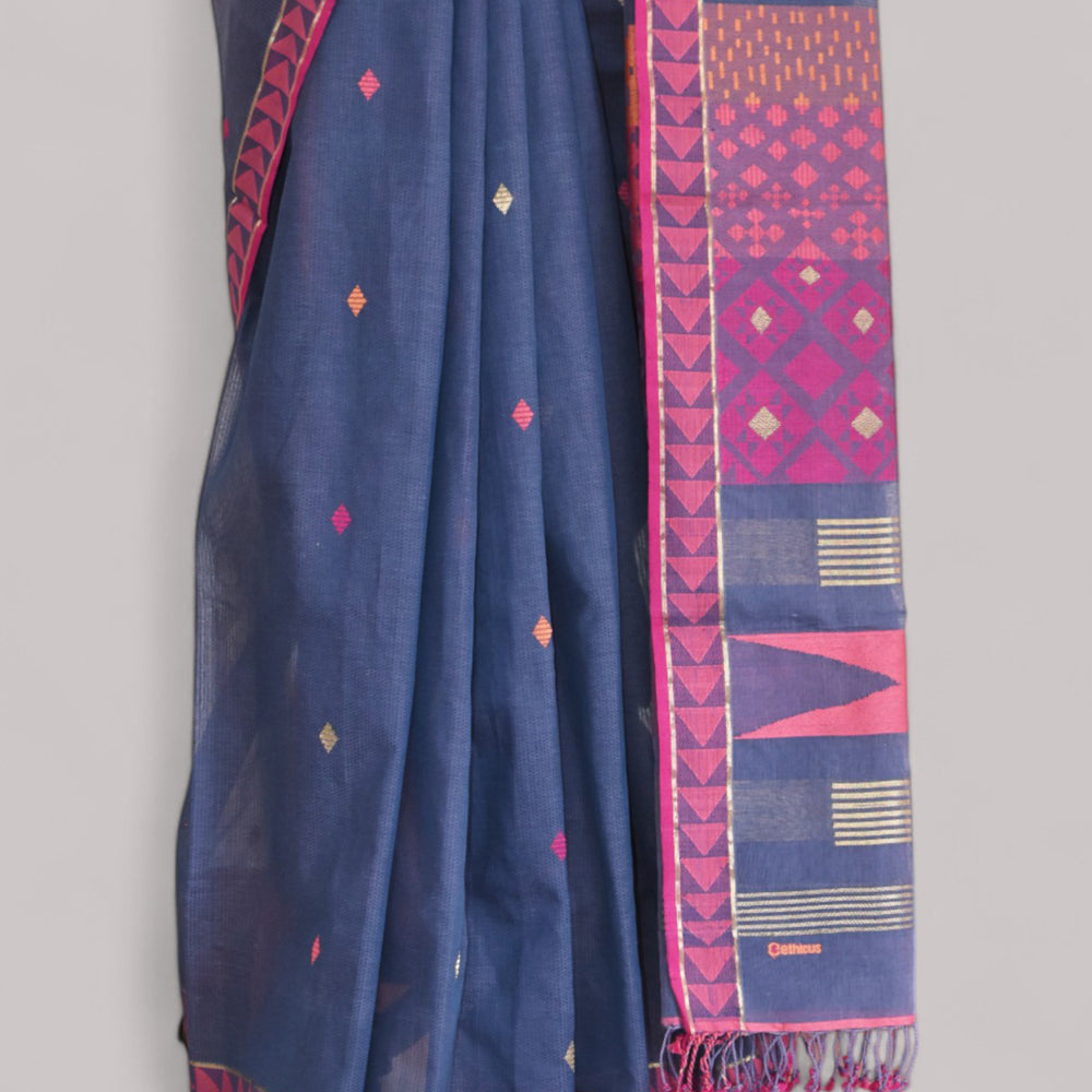 
                      
                        Charcoal Blue - Kites Motif Organic Cotton Saree
                      
                    