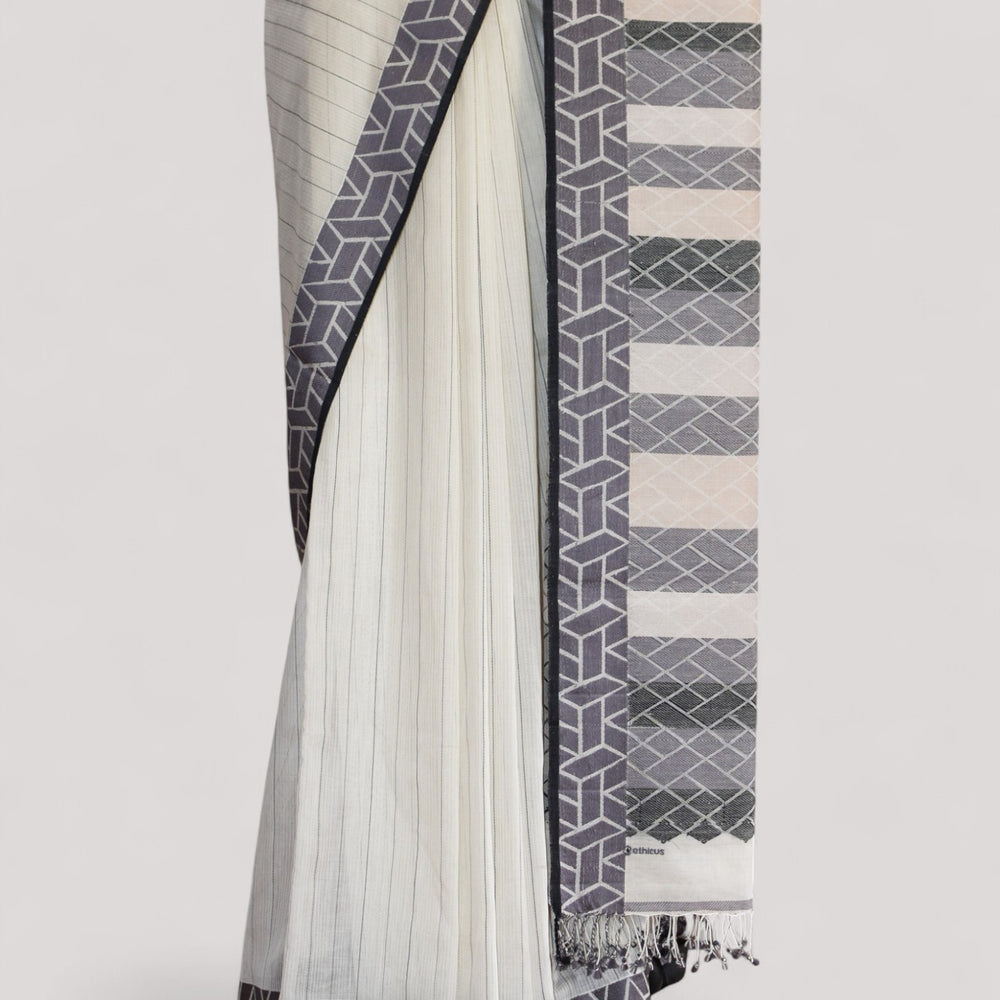 
                      
                        White - Rectangle Motif Organic Cotton Saree
                      
                    