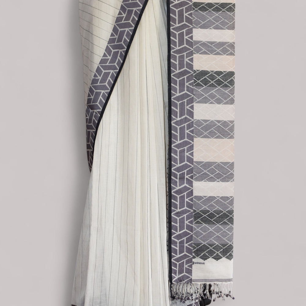 
                      
                        White - Rectangle Motif  Organic Cotton Saree
                      
                    