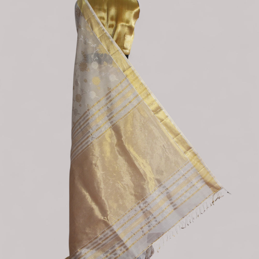 
                      
                        White - Gilded Grove Organic Cotton Saree
                      
                    
