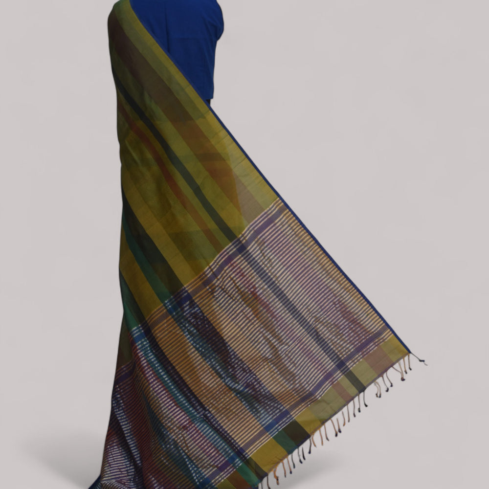 
                      
                        Green & Yellow - Stitch Texture Organic Cotton Saree
                      
                    