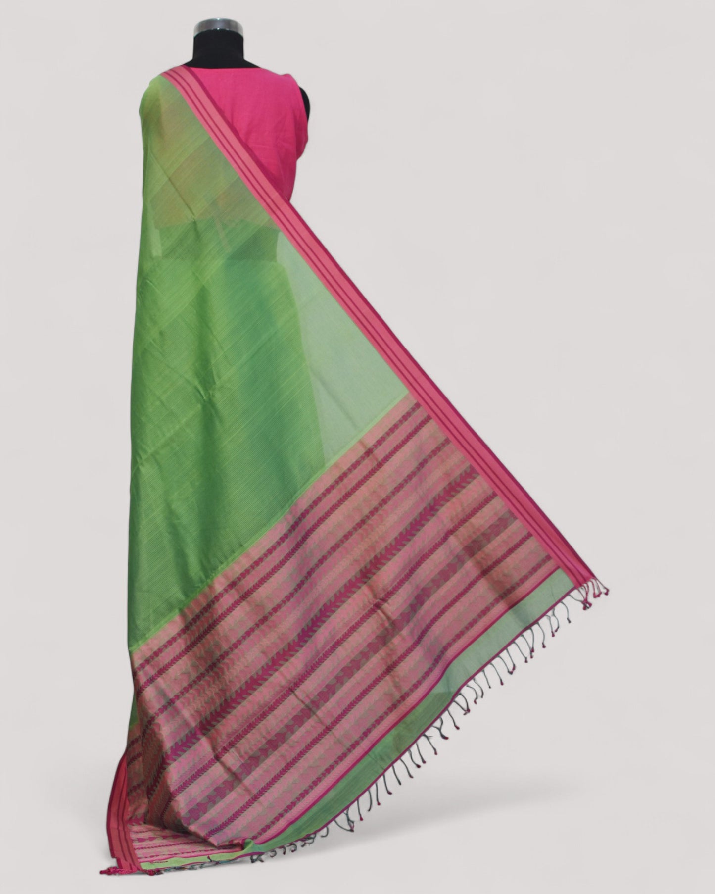 Green - Tulip Motif Organic Cotton Saree