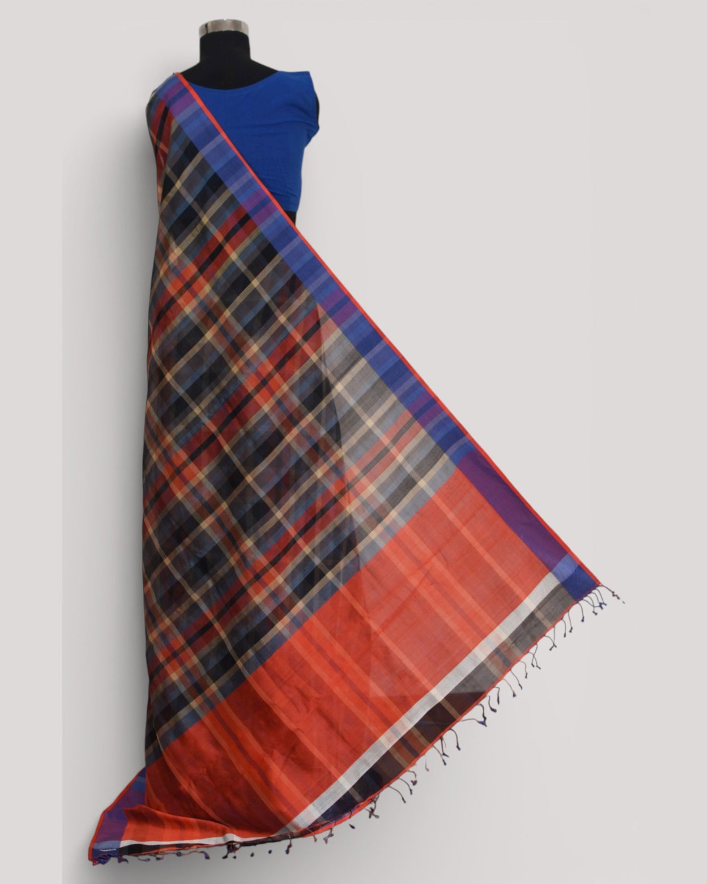 Brown & Red - Organic Cotton Saree