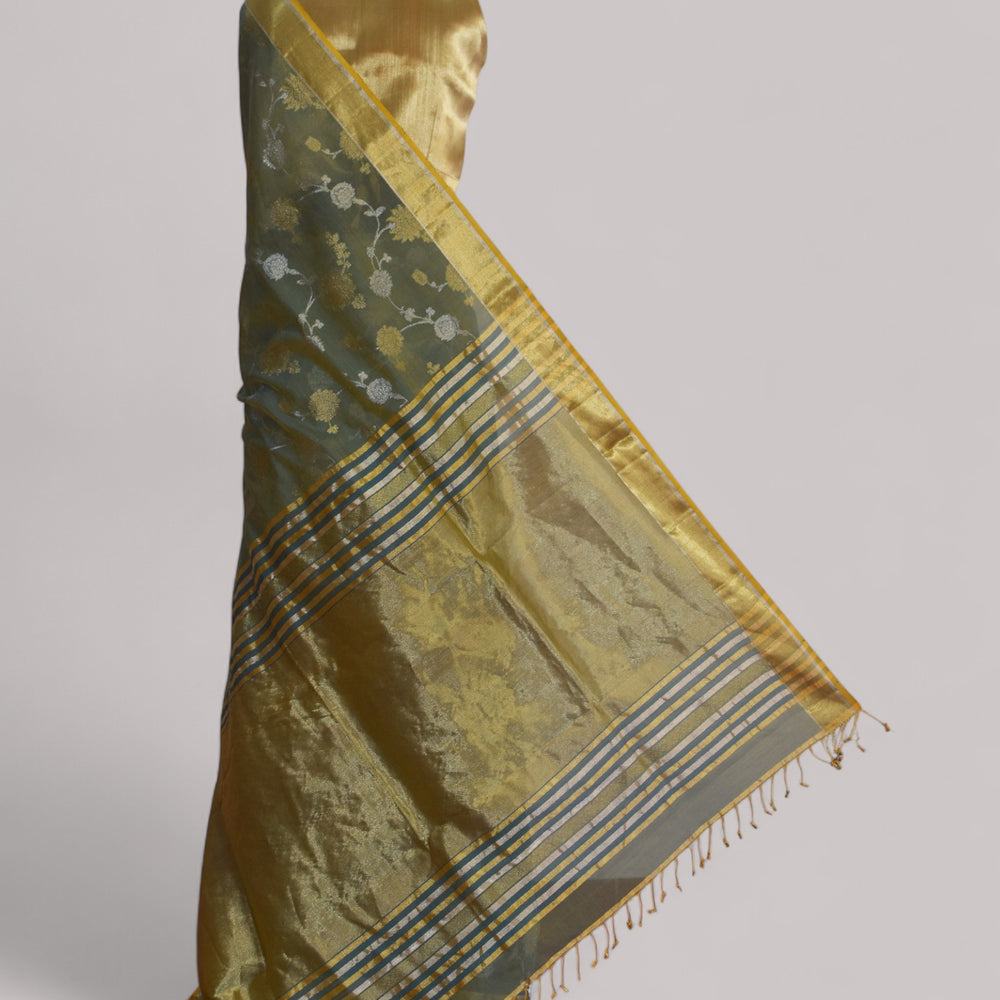Grey - Gilded Grove Organic Cotton Saree
