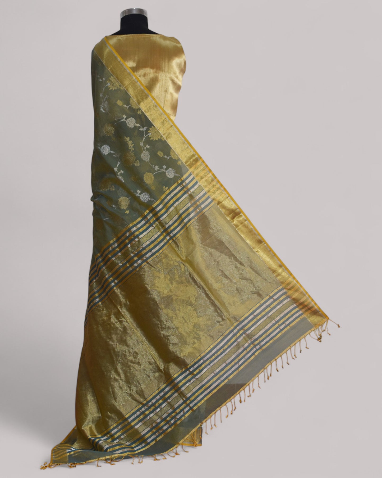 Grey - Gilded Grove Organic Cotton Saree