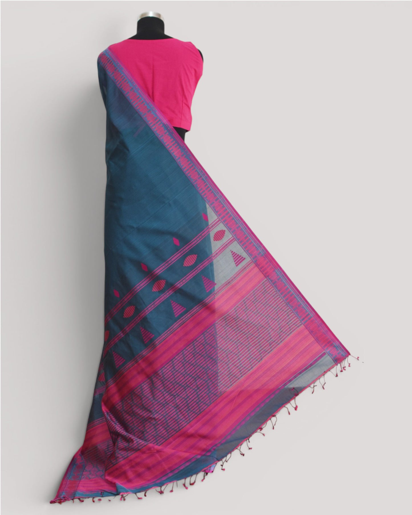 Charcoal Blue - Interleave Quilt Organic Cotton Saree