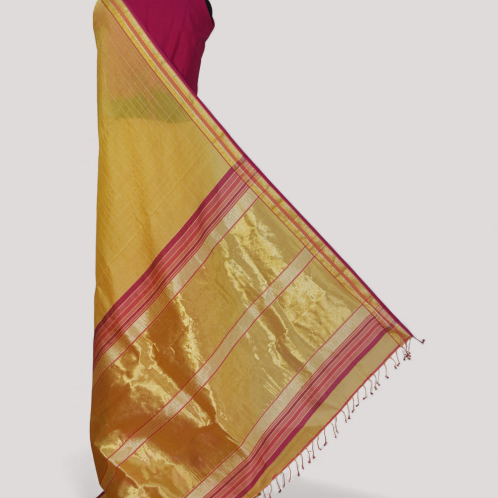 Yellow - Floral Embrace Organic Cotton Saree