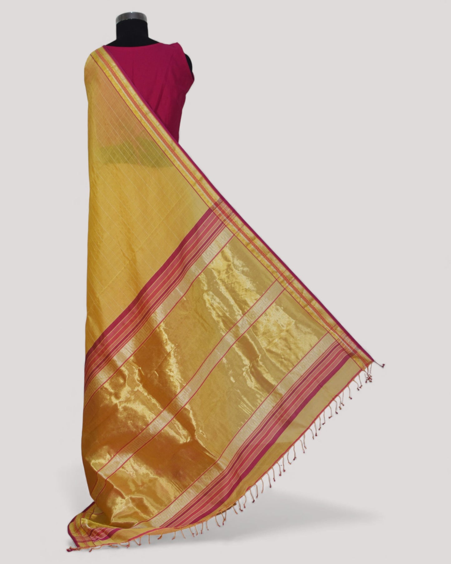 Yellow - Floral Embrace Organic Cotton Saree