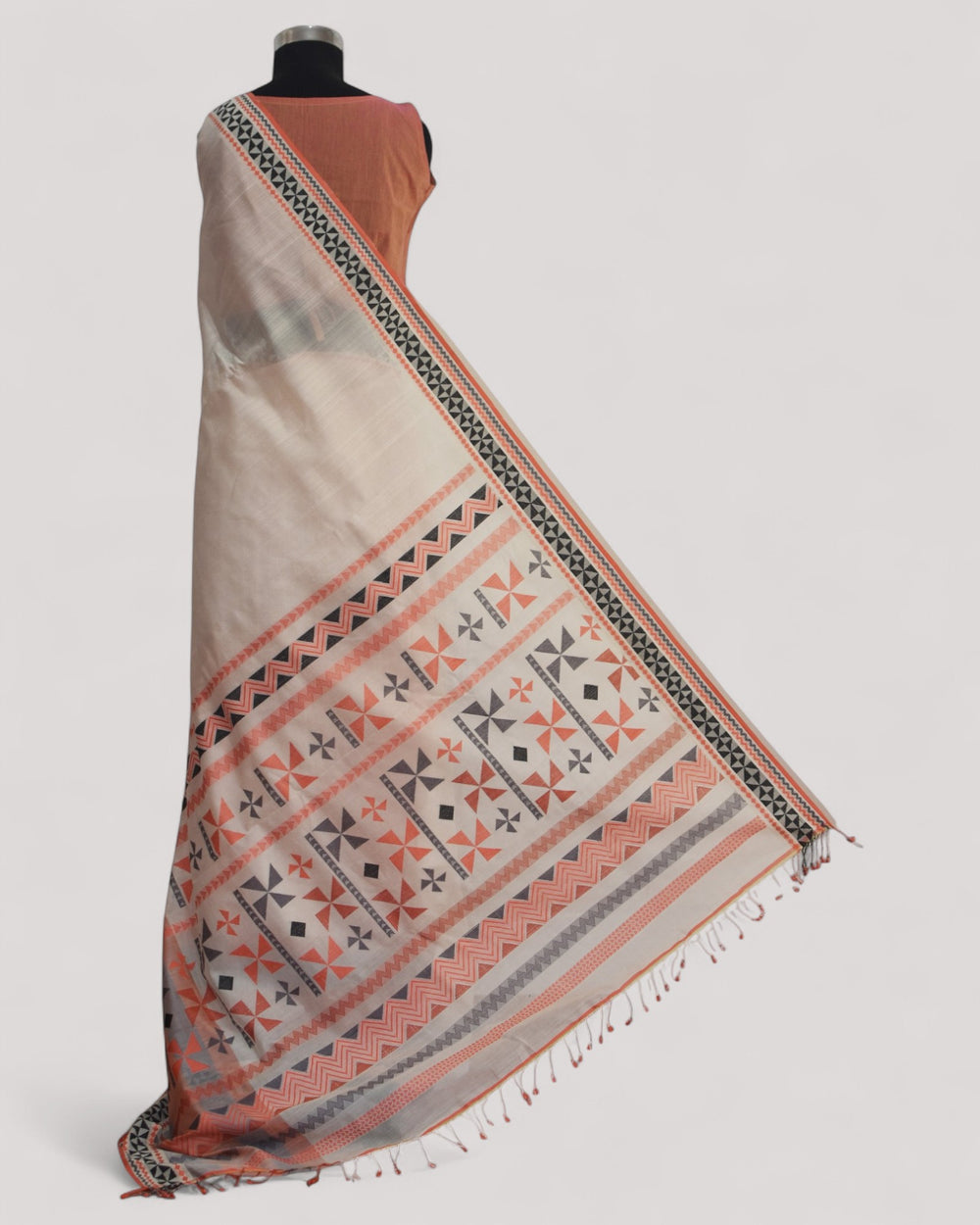 White - Siddhiralli Quilt Organic Cotton Saree