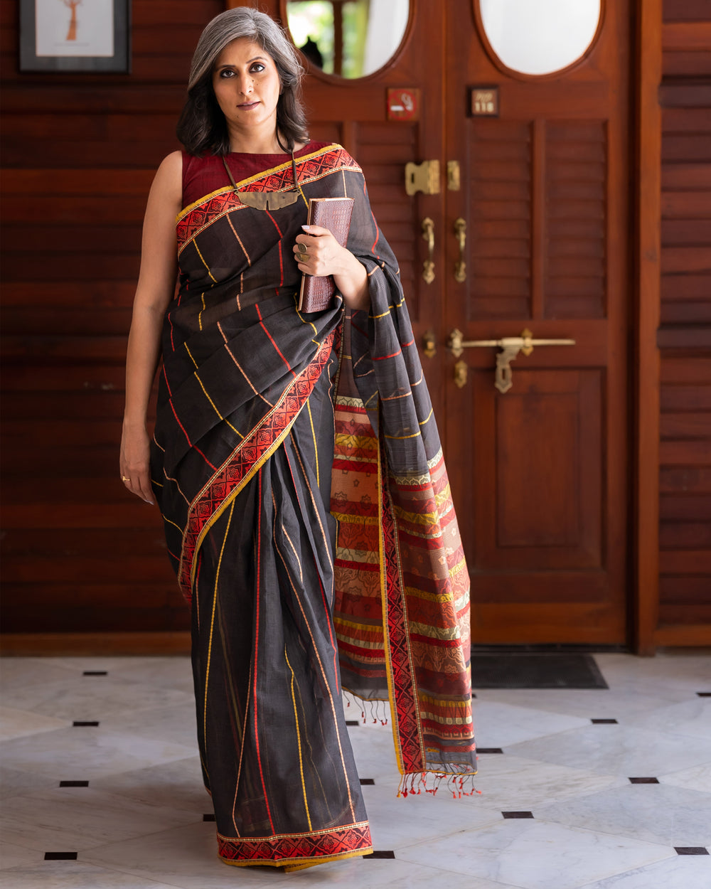 Black - Jaipur Quilt Organic Cotton Saree