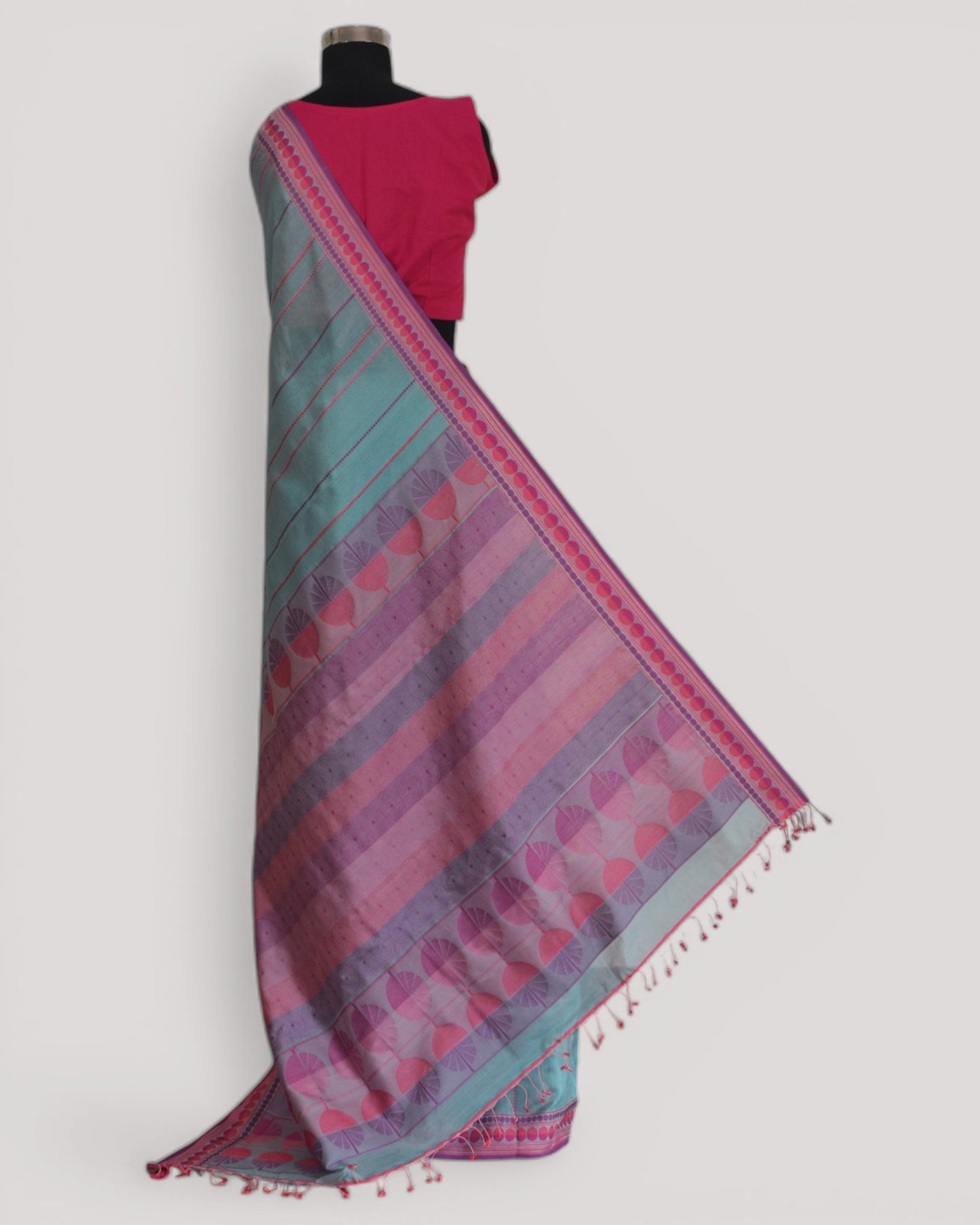 Light Blue - Spherical Grace Organic Cotton Saree