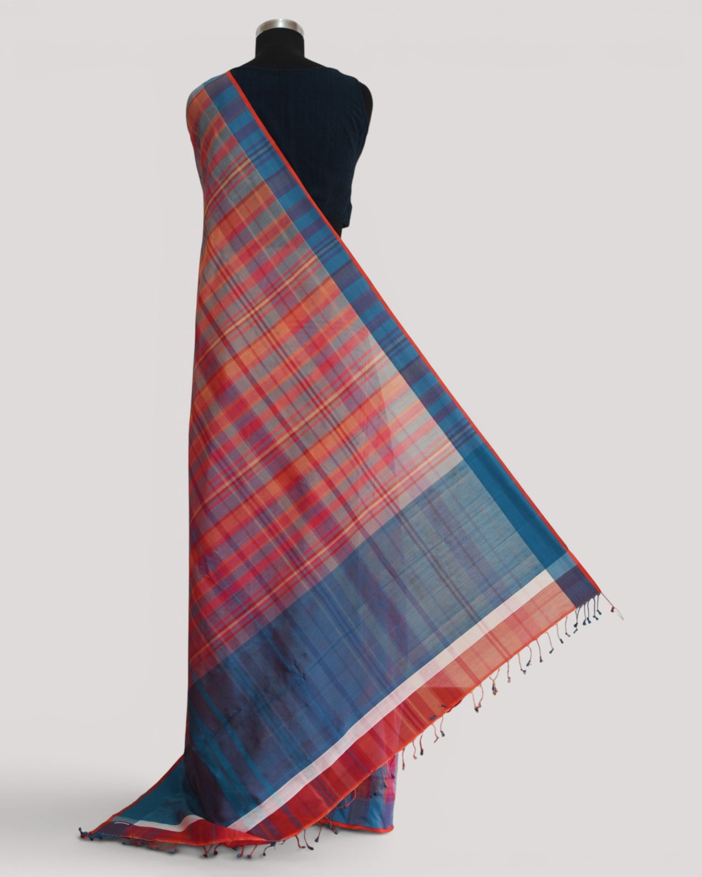 Pink - Checks Organic Cotton Saree