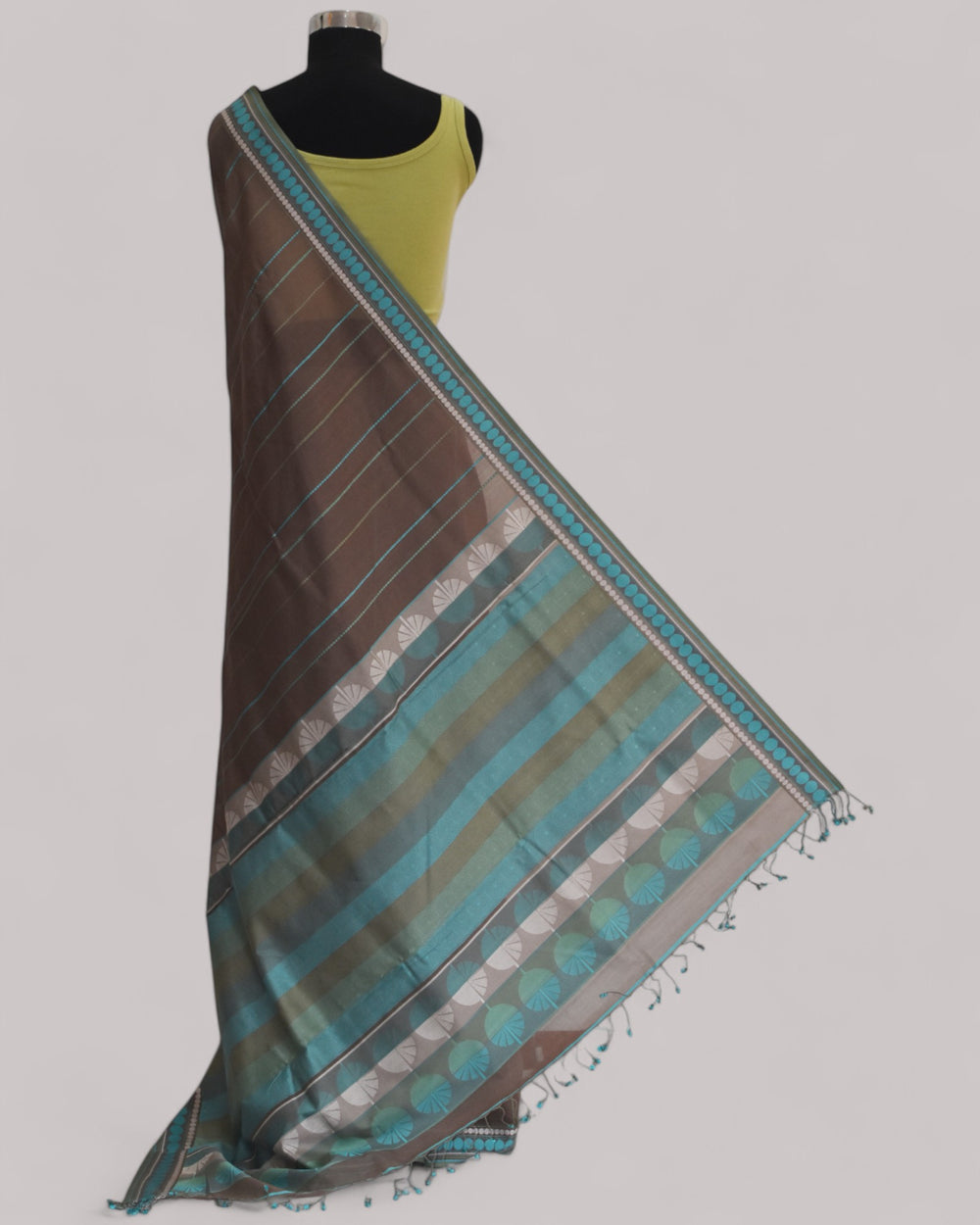 Dark Brown - Spherical Grace Organic Cotton Saree