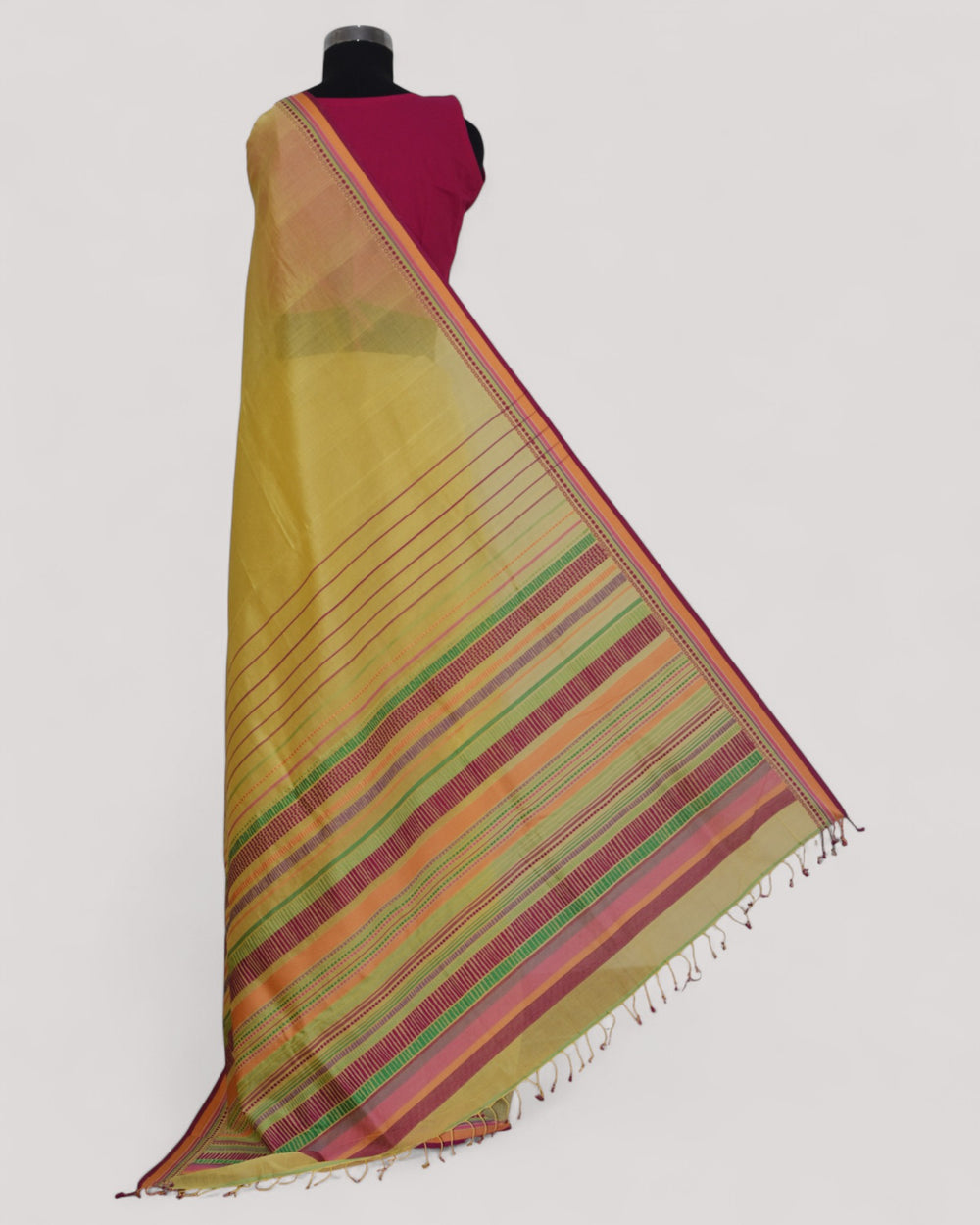 Yellow - Dots and Dashes Organic Cotton Saree