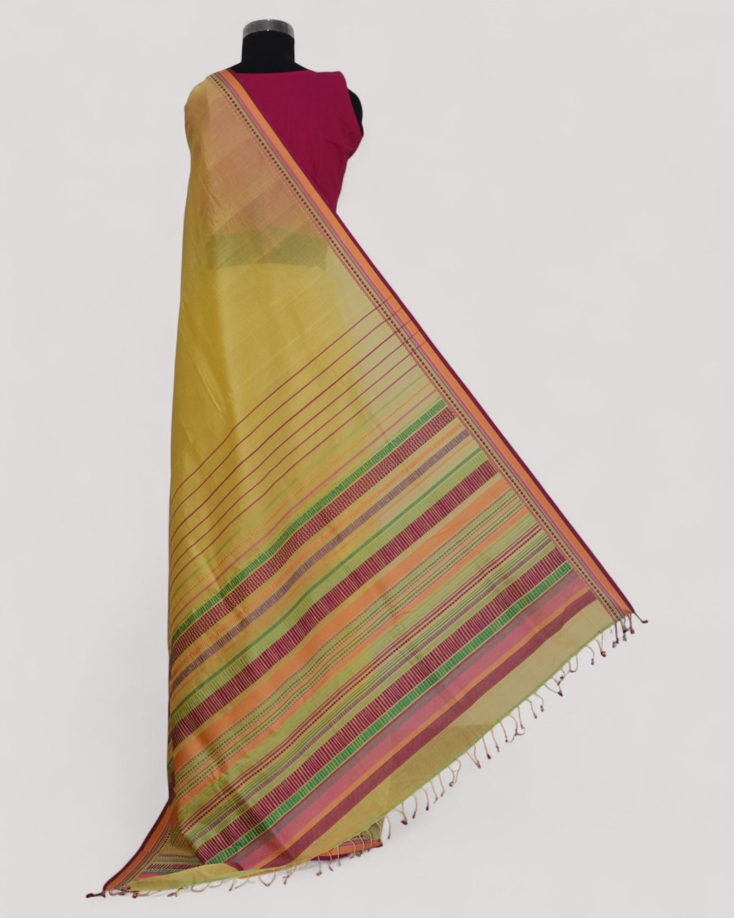 Yellow - Dots and Dashes Organic Cotton Saree