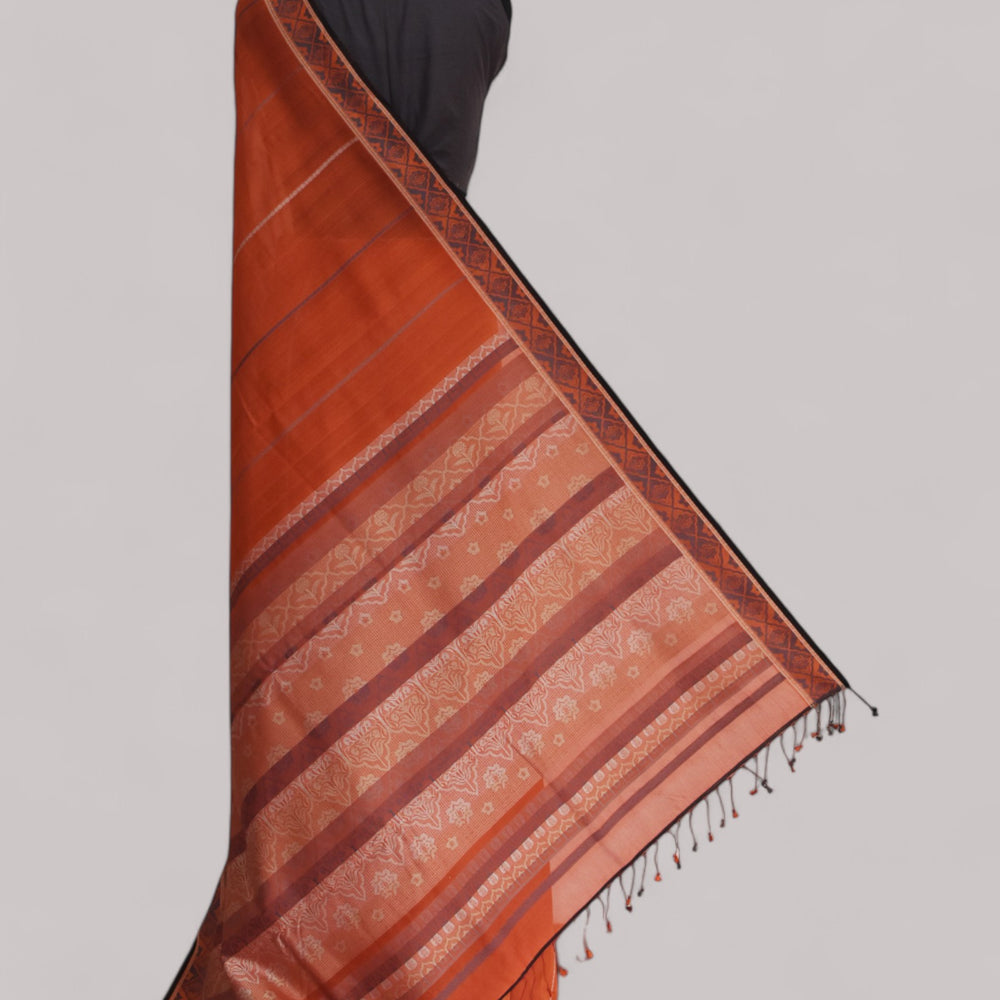 Orange - Jaipur Quilt Organic Cotton Saree