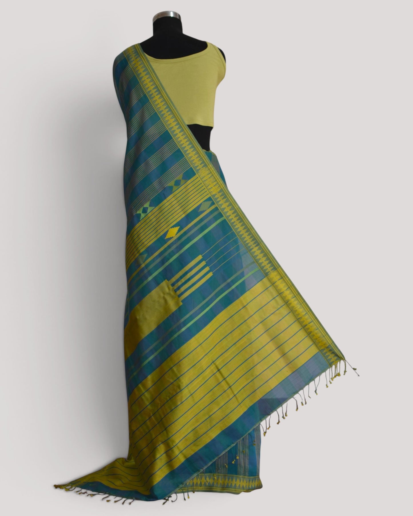 Blue - Korvai & Buttas Organic Cotton Saree