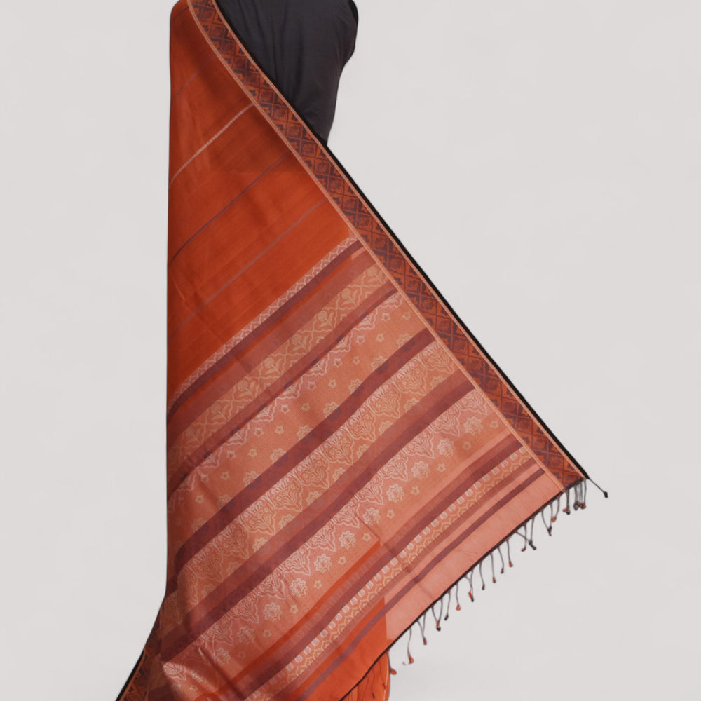 Rust - Jaipur Quilt Organic Cotton Saree