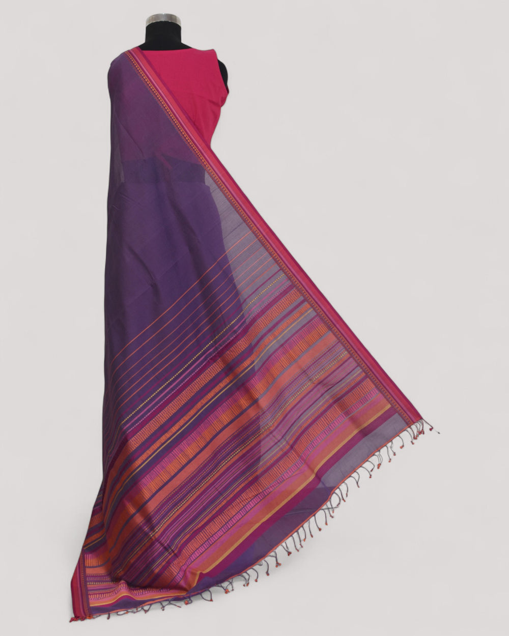 Dark Purple - Dots and Dashes Organic Cotton Saree