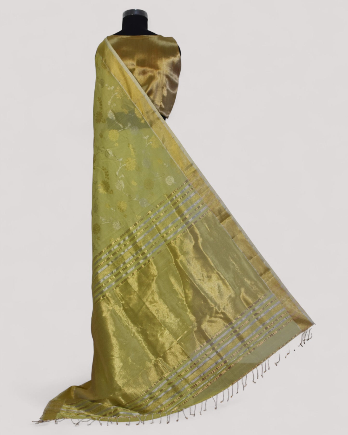 Lime Green - Gilded Grove Organic Cotton Saree