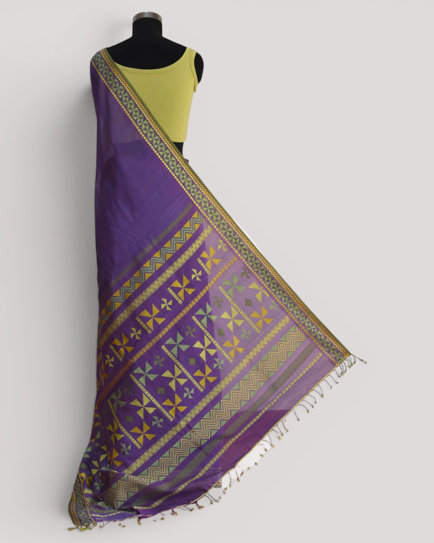 Purple - Siddhiralli Quilt Organic Cotton Saree