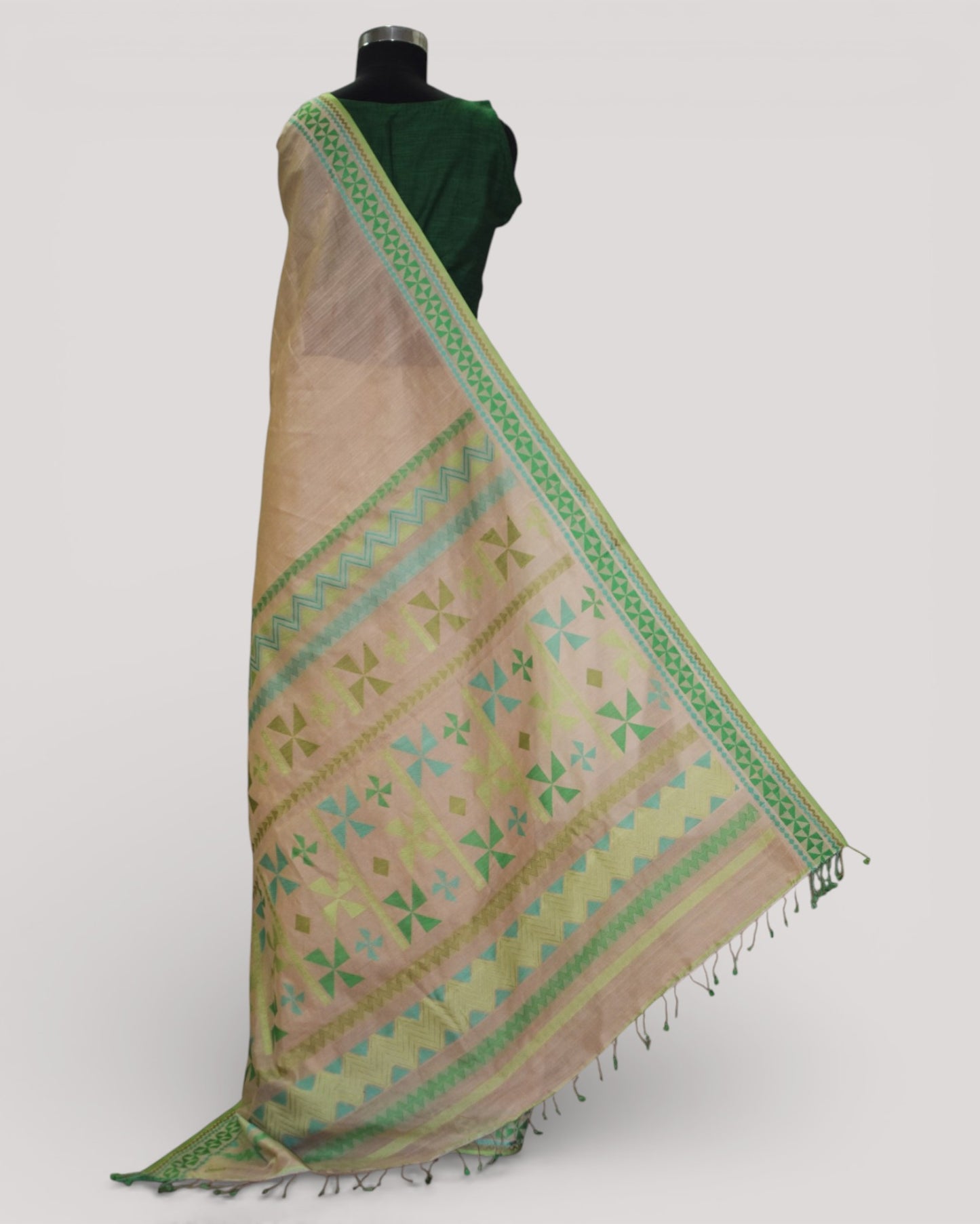 Beige - Siddhiralli Quilt Organic Cotton Saree