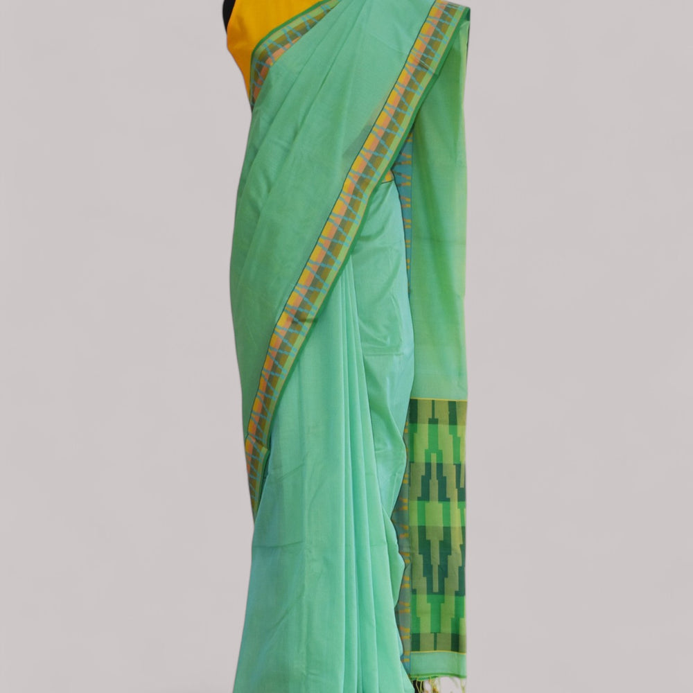 
                      
                        Sea Blue - Gopuram Motif Organic Cotton Saree
                      
                    