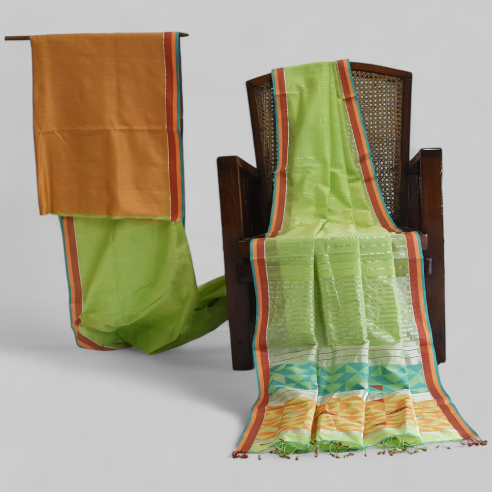 
                      
                        Lime Green - Triangle Motif Organic Cotton Saree
                      
                    